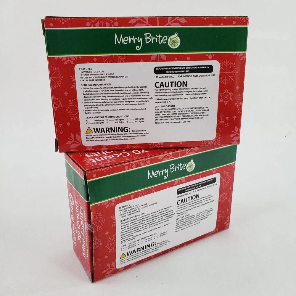 Lot of 2 Merry Brite 70 ct Mini Multi Color Lights White Wire Christmas Patio